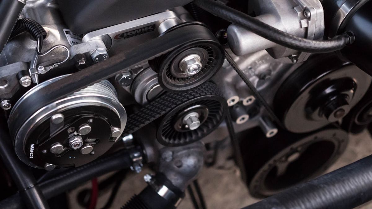 Car engine in a workshop
