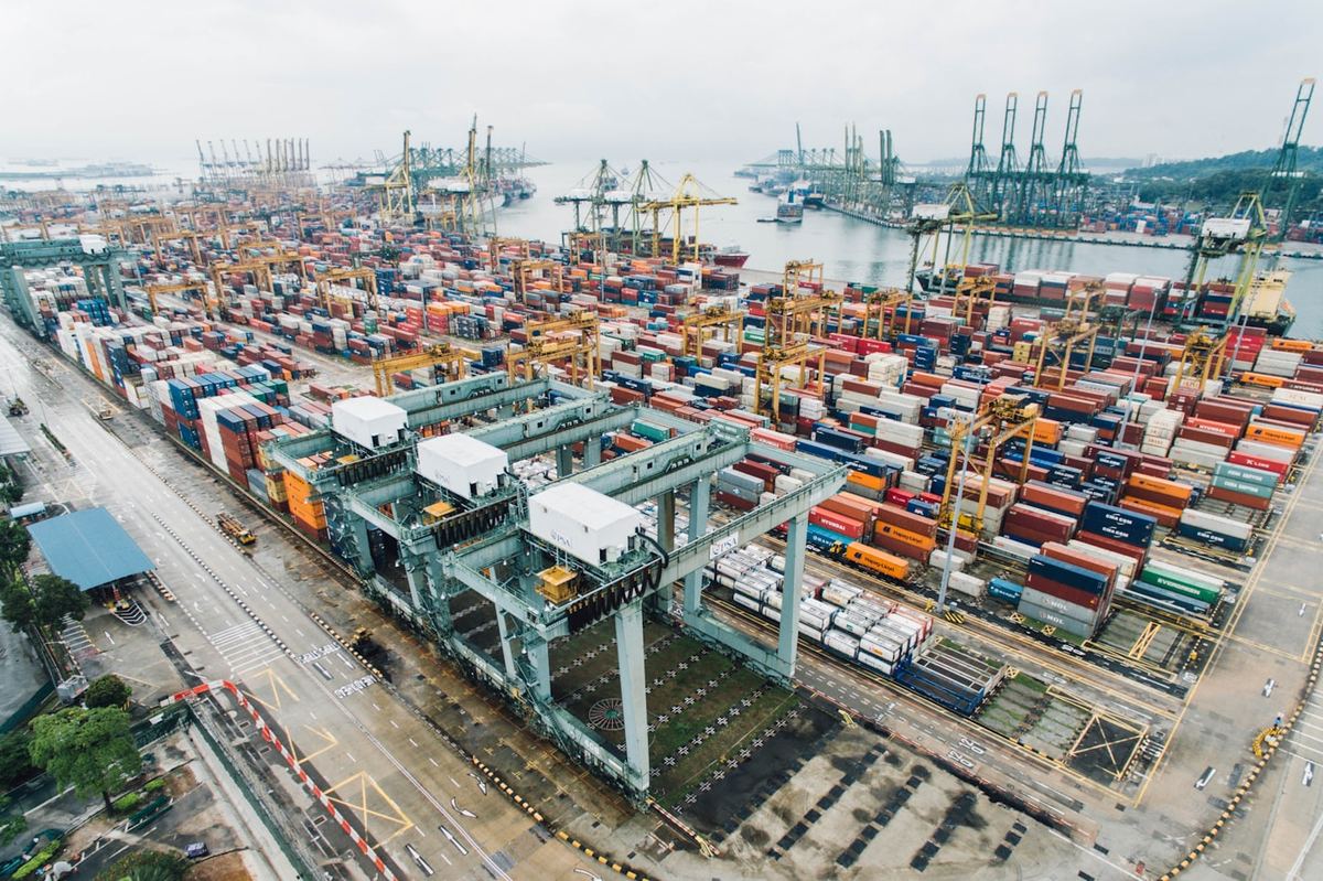 Container terminal at a trading port